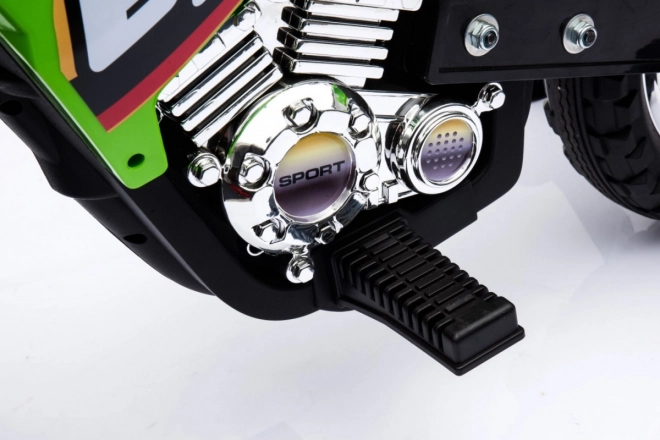 Dječji električni cross motor na akumulator – zelena, s pomoćnim kotačima i LED svjetlima