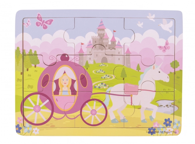 Bigjigs Toys Drvene puzzle princeza s kočijom