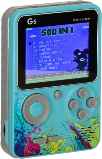 Prijenosna retro mini igraća konzola – 500 igara, plava