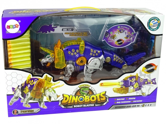 Dinobots robotska pucaljka Ljubičasti Triceratops s metom