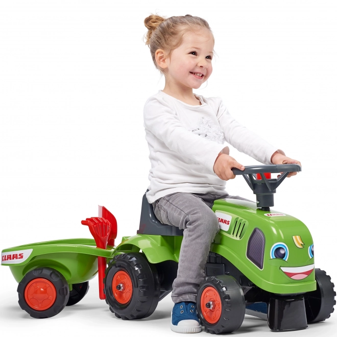 Guralica traktor Claas zelene boje s volanom i prikolicom
