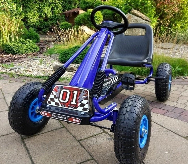 Karting na pedale s pneumatskim gumama + Podesivo sjedalo – Plava
