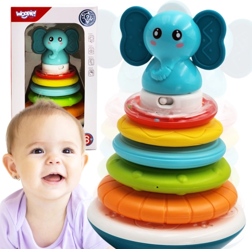Interaktivni toranj Slonić s prstenovima od Woopie Toys