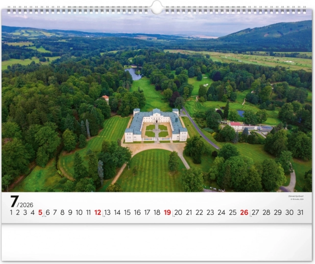 Zidni kalendar Panoramata Češke 2026