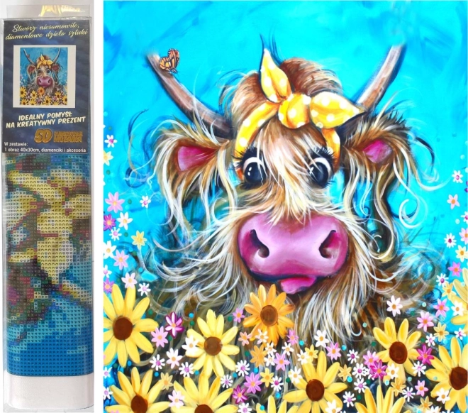 NORIMPEX dijamantno slikanje – krava s mašnom 30 × 40 cm