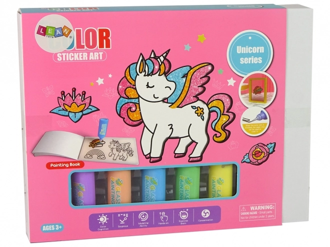 set naljepnica za staklo Jednorog DIY 8 boja sa šljokicama