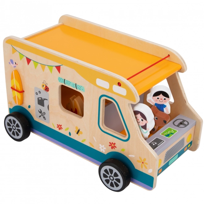 Tooky Toy drveni karavan s figurama za kampiranje
