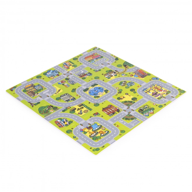 Velika pjenasta prostirka EVA za djecu Grad 90,5x90,5 cm 21 kom ECOTOYS