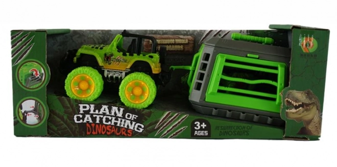 Jeep s prikolicom i dinosaurom