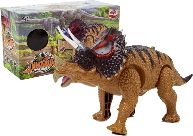 Interaktivni dinosaurus triceratops na baterije, smeđi
