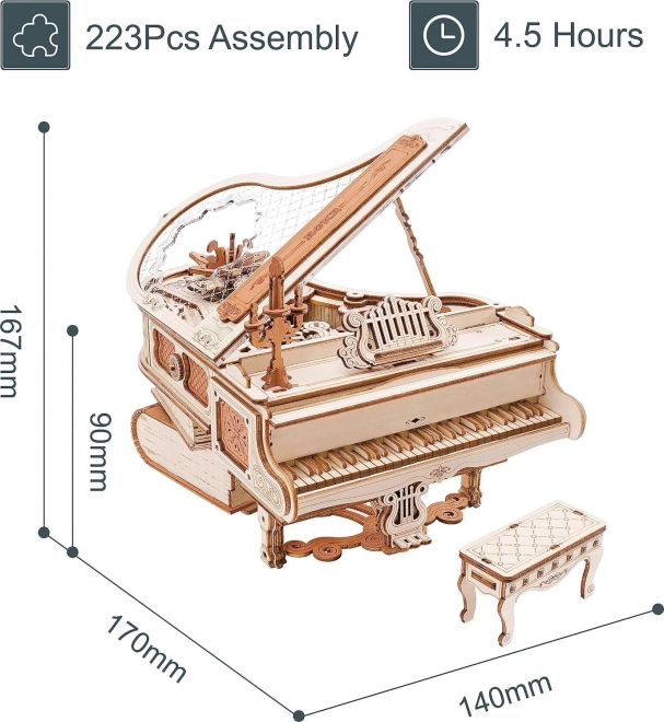RoboTime 3D Drvene mehaničke puzzle Čarobni klavir (električni pogon)