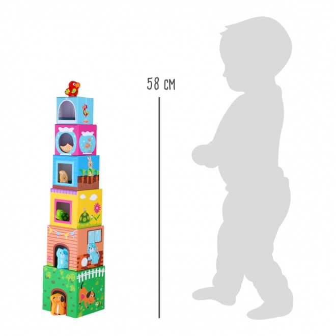 Small Foot toranj od kockica s drvenim životinjicama