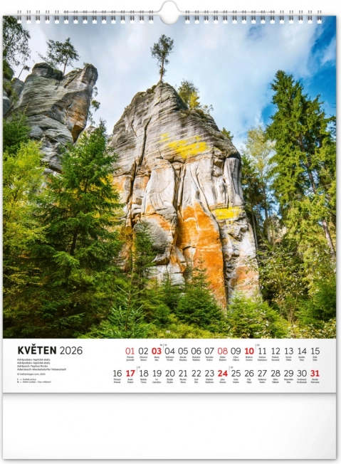 Zidni kalendar Češka republika 2026
