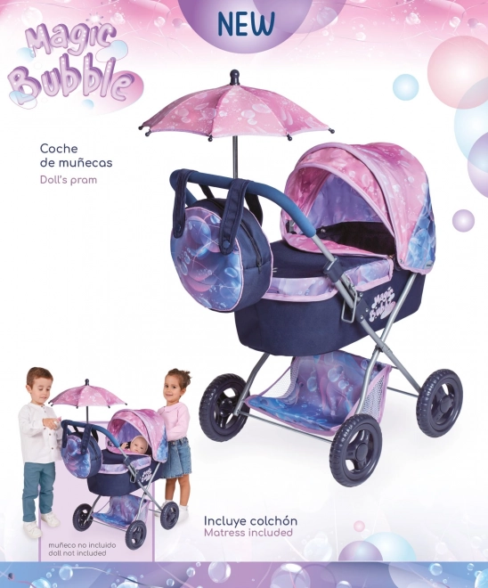 DeCuevas 85076 Sklopiva kolica za lutke sa suncobranom i torbom Magic Bubble 2024 - 60 cm