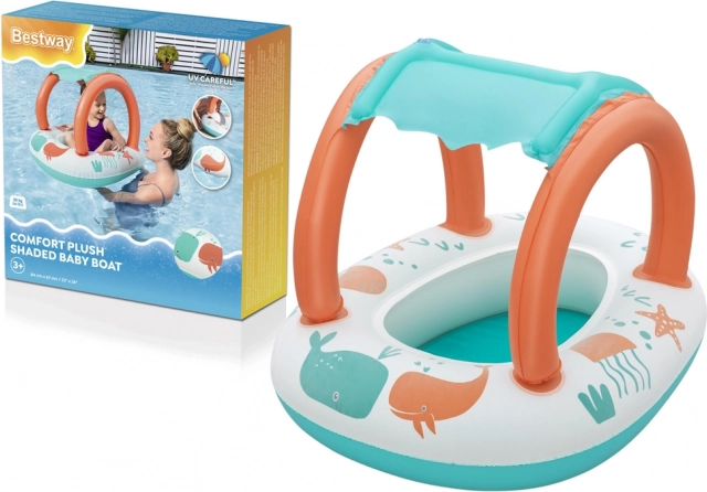 Bestway dječji napuhujući čamac s uklonjivom sjenilom comfort plush