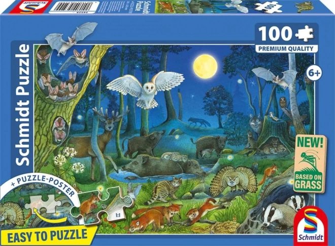 Puzzle Šumske životinje noću 100 dijelova