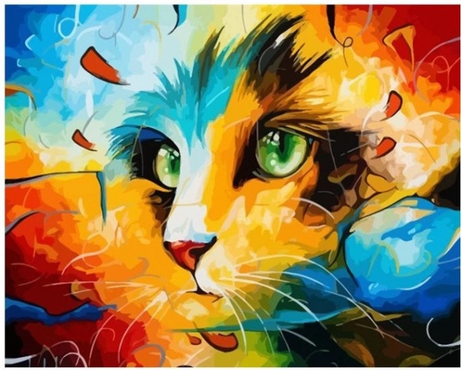 dijamantno slikanje apstraktna mačka 30 × 40 cm