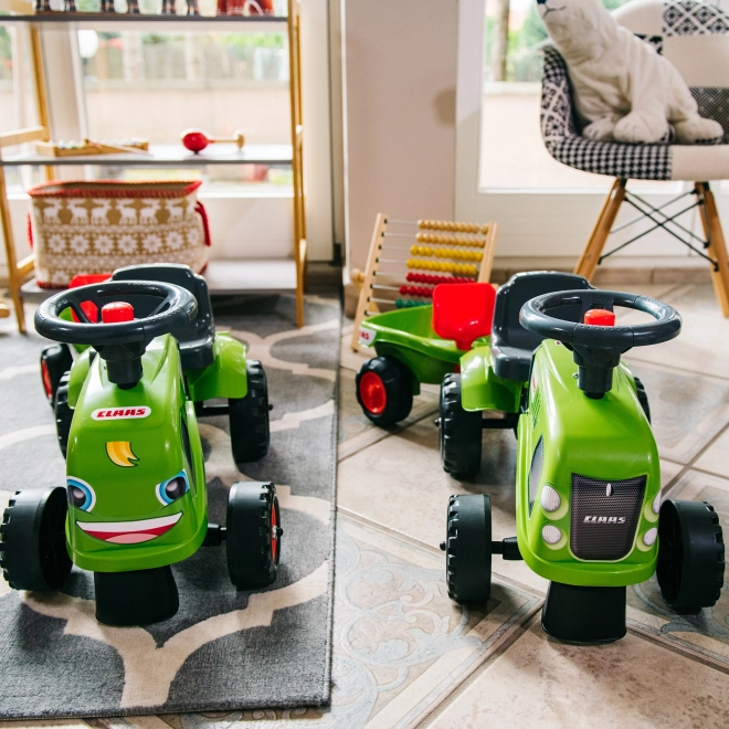 Guralica traktor Claas zelene boje s volanom i prikolicom