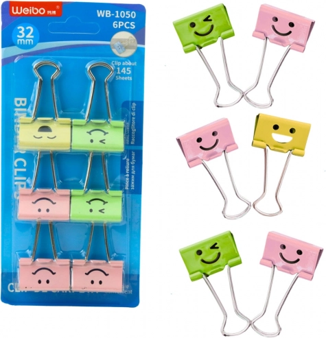 Set šarenih uredskih spajalica s licima 32 mm