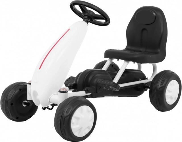 Dječja go-kart pedala s lancanim pogonom i gumenim kotačima – Bijela