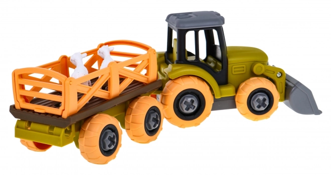 Traktor koji se može odviti s kašikom i prikolicom + odvijač + ovce Igračka za djecu 3+