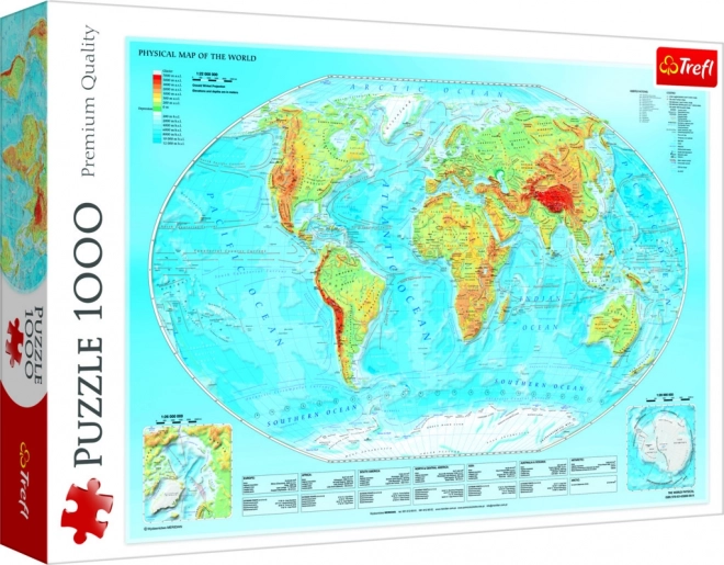 Puzzle karta fizičkog svijeta 1000 dijelova Trefl