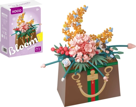 Konstruktorski set mini KOCO cvijet u torbici, plastika, 245 dijelova