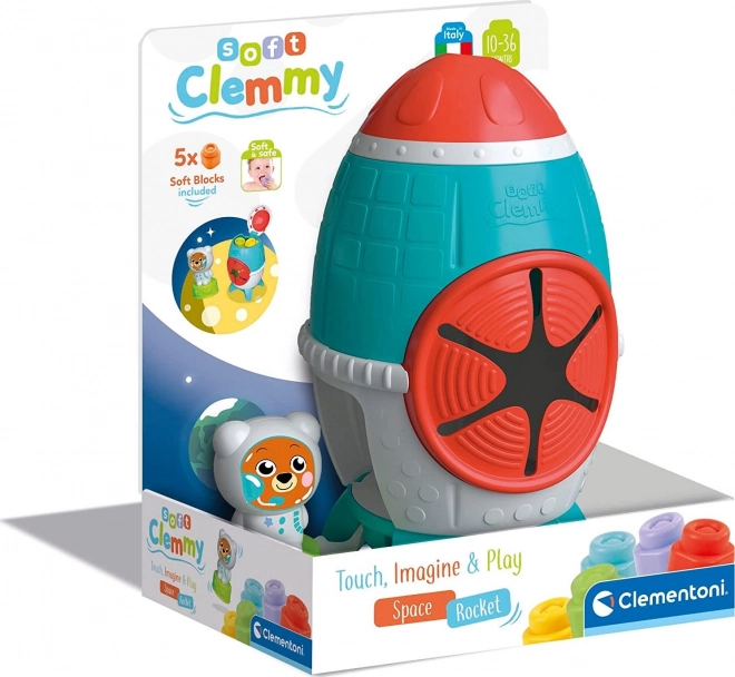 CLEMENTONI SOFT CLEMMY Kutija Svemirska raketa s 5 kockica