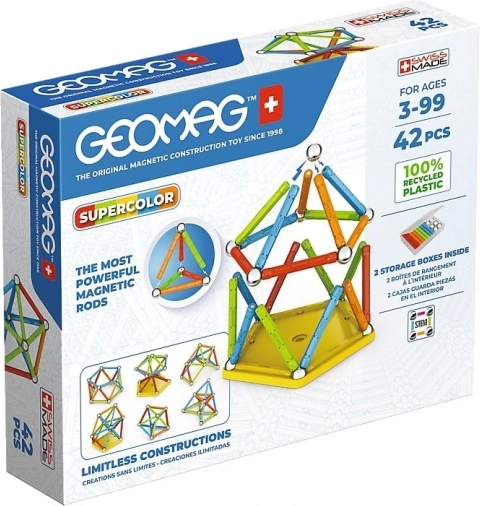 magnetička građevna igra Geomag Supercolor Panels Recycled, 42 dijela