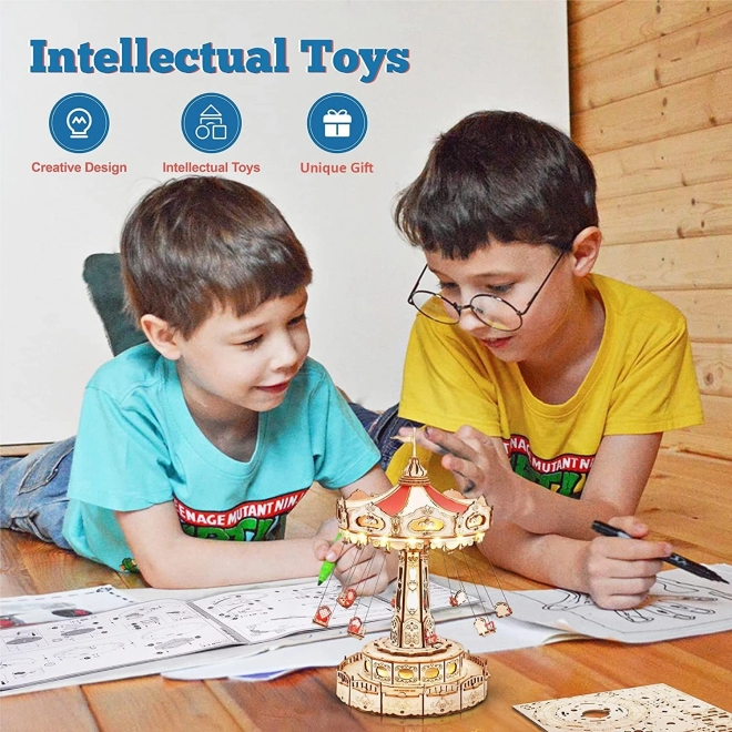 RoboTime 3D slagalica glazbene kutije - Lančani šareni vrtuljak