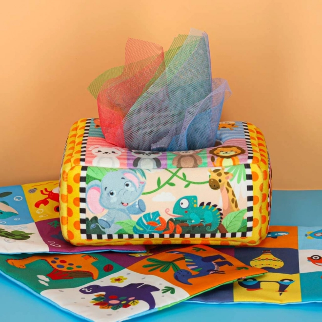 Montessori senzorička kutija s šarenim maramicama i životinjama
