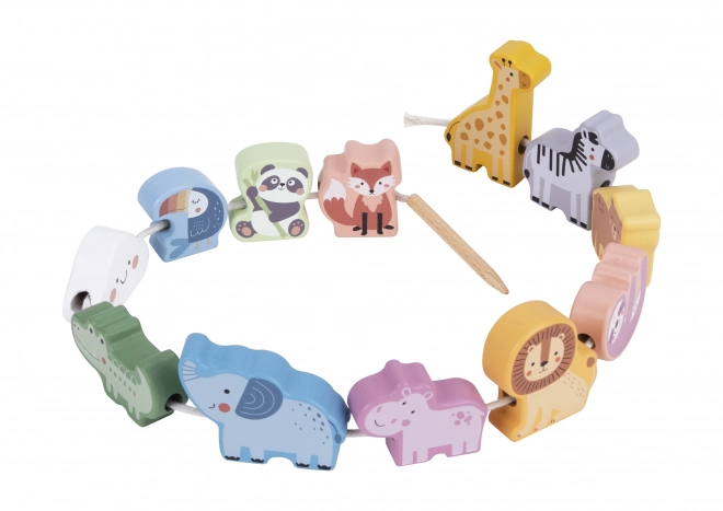 WOOPIE GREEN drvena navlačna zada ZOO Montessori 13 dijelova