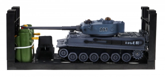 Daljinski upravljana 2 tenka T-34 protiv Tigera za djecu 3+ Modeli za pucanje 1:28 + Velika tenkovska bitka + Svjetlosni zvukovi