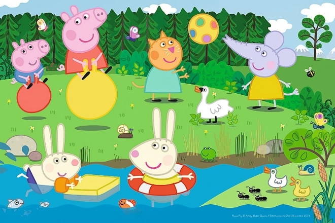 Puzzle Peppa Prasac / Peppa Pig Praznična zabava 33x22cm 60 komada u kutiji 21x14x4cm