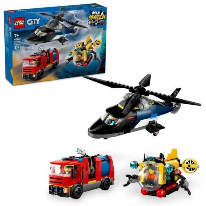 LEGO® City 60462 Remix: Helikopter, vatrogasno vozilo i podmornica