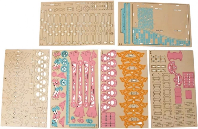 Woodcraft Drvene 3D puzzle Ruski kotač pastelne