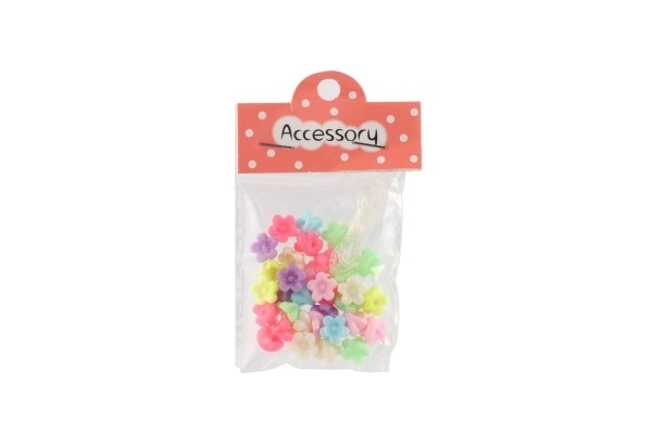 Plastične perle cvjetići s uzicom 2 vrste u vrećici 6,5x11x1 cm