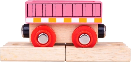 Ružičasti vagon BIGJIGS RAIL s magnetskim spojnicama i 2 drvene tračnice