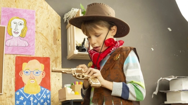 RoboTime 3D drvene mehaničke puzzle Revolver Corsac