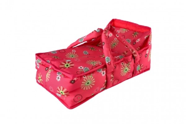Tkaninska prijenosna nosiljka za lutke Pink Floral 21x40x18 cm