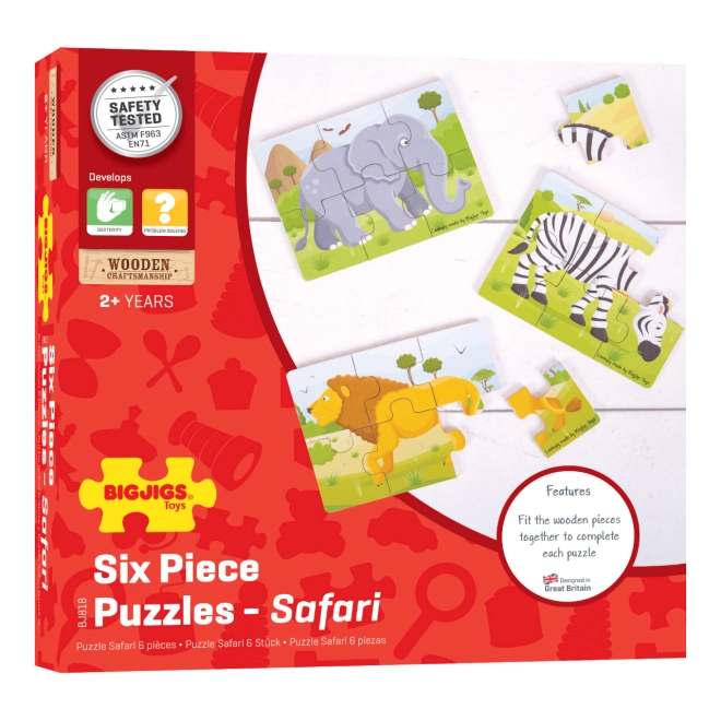 Tri zasebne puzzle sa safari životinjama