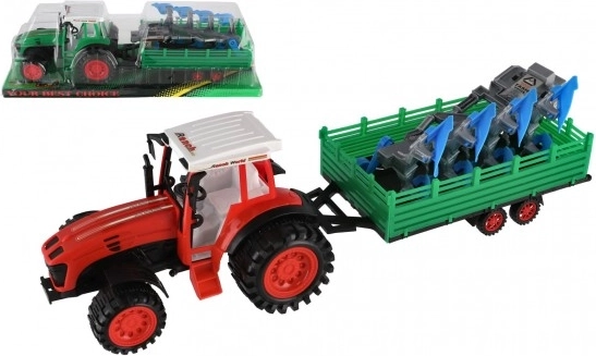 Plastični traktor s prikolicom i plugom 53 cm na inercijski pogon