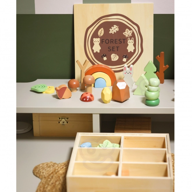 Šumski set s drvenim kockama Tooky Toy
