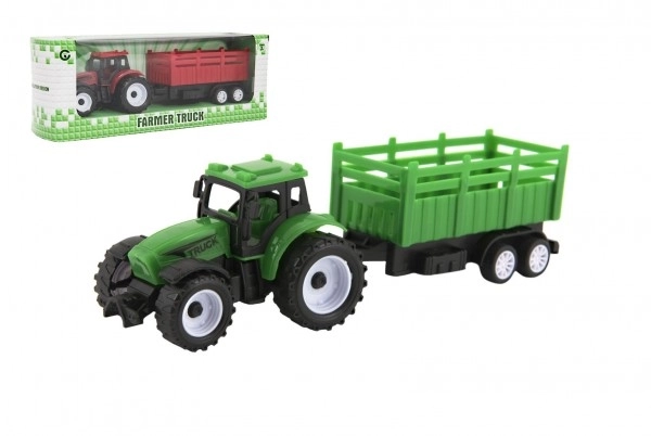 Traktor s prikolicom plastični 21cm slobodan hod 2 boje u kutiji 23x9x6cm