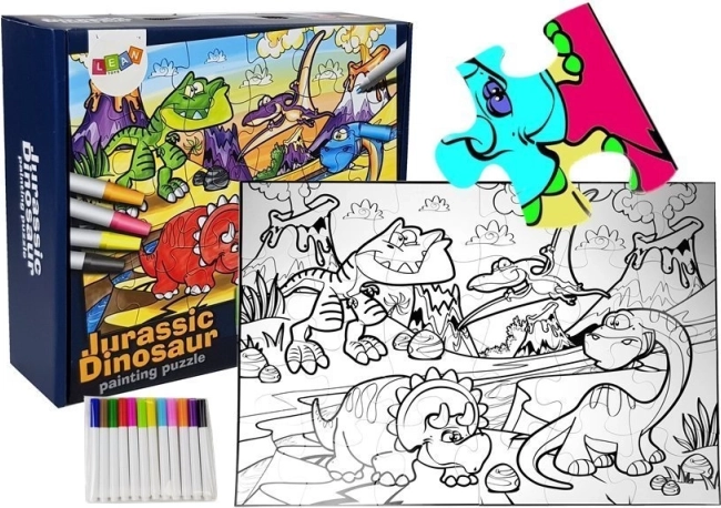 Puzzle za bojanje Dinosaurusi s flomasterima
