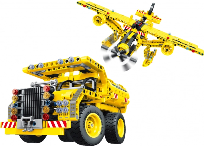 Konstrukcijski set kamion kiperski i avion 2u1 37 cm