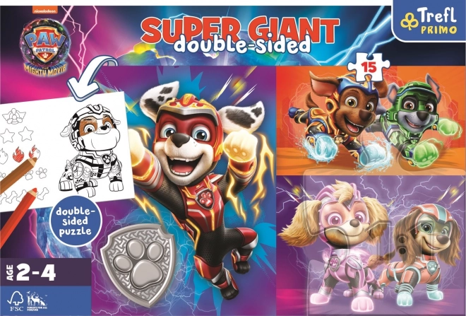 Puzzle GIANT obostrani Sjajan tim Tlapkove patrole/Paw patrol 15 dijelova u kutiji 40x27cm 24m+