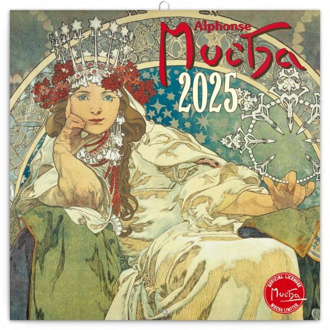 Note kalendar Alfons Mucha 2025, 30 × 30 cm