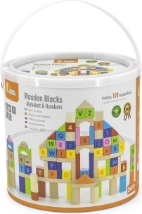 VIGA drvene edukativne kocke 100 kom – slova i brojevi