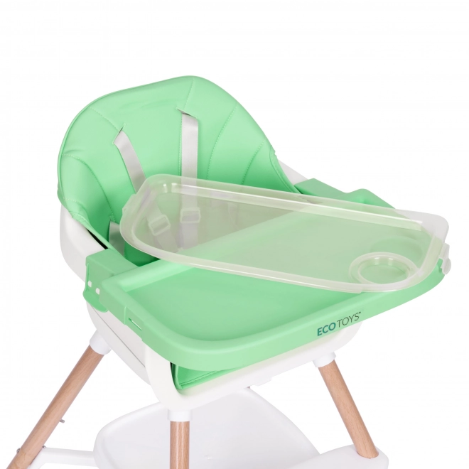 Dječja stolica za hranjenje 2u1 zelena ECOTOYS